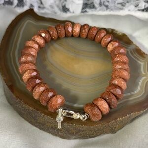 Shimmering Brown Goldstone/Sunstone Faceted Bead Bracelet - Women's Jewelry